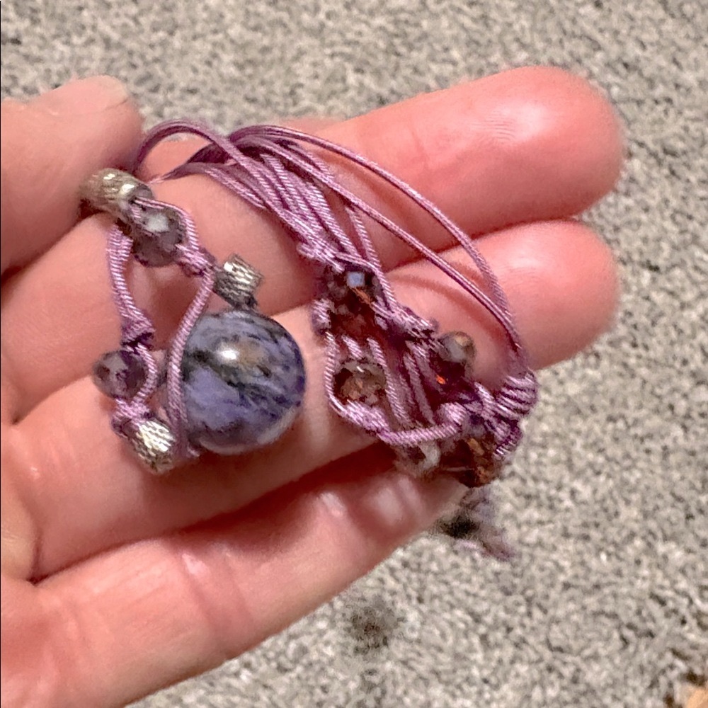 VINTAGE TREE OF LIFE AMETHYST DANGLE ADJUSTABE TIE 30-40" NECKLACE EARRING SET - Picture 6 of 11